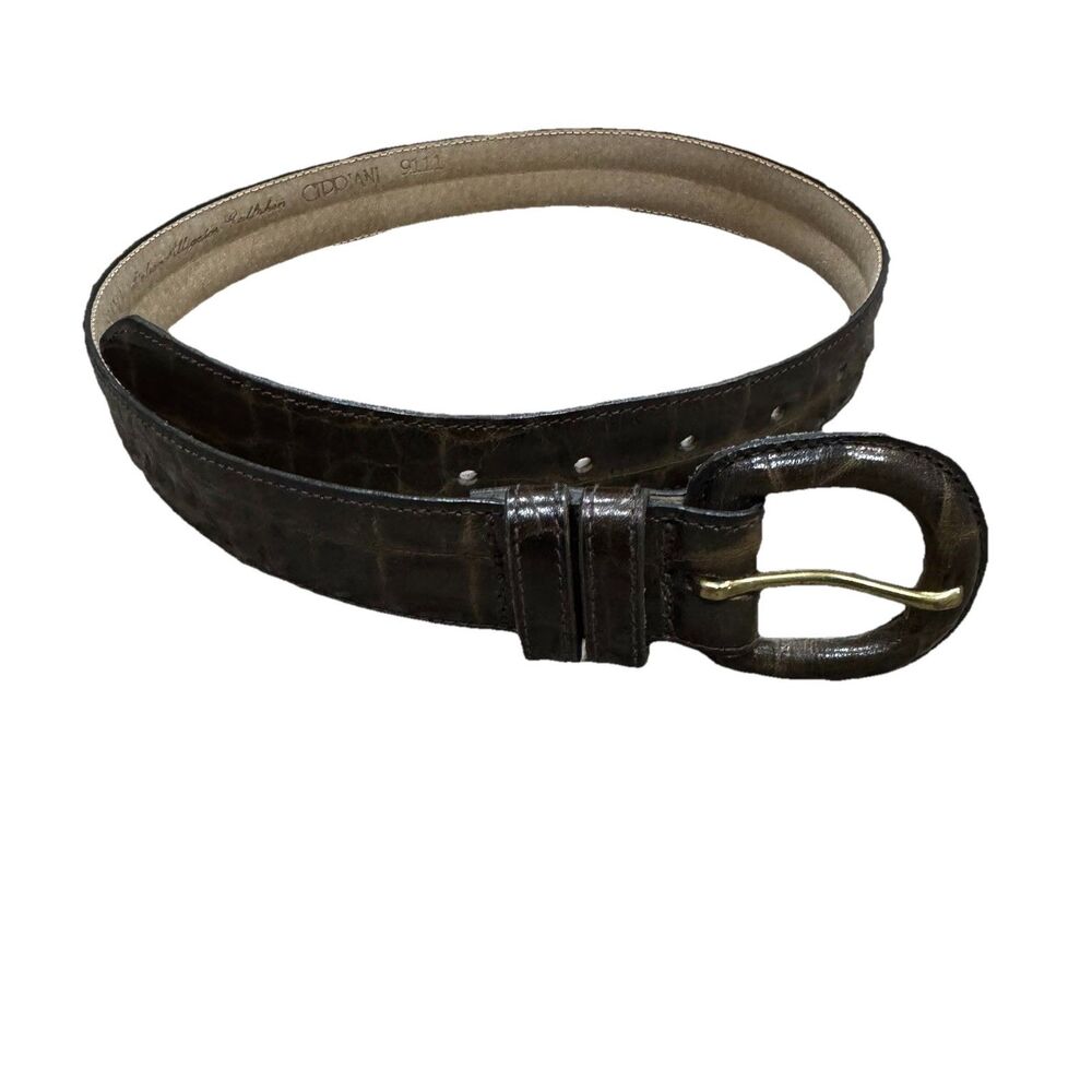Cipriani Italy Genuine Alligator Belt Black Exotic Leather Calfskin Small